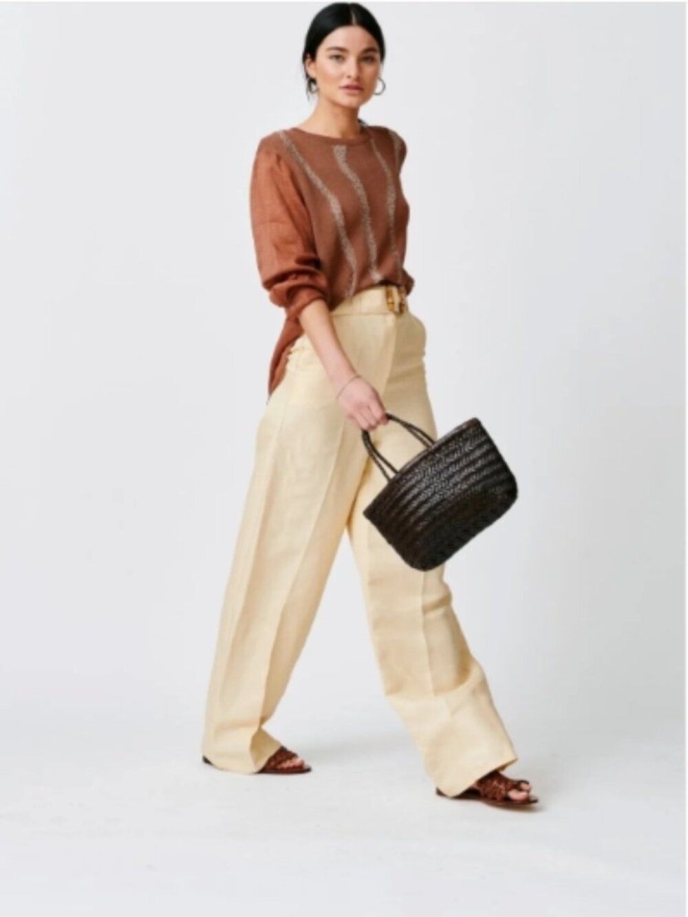 Dragon Diffusion Mini Flat Gora Dark Brown Handwoven Leather Bag